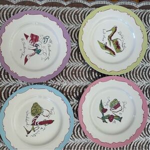 Rosanna holiday shoe Christmas themed salad/desert plates set of 4